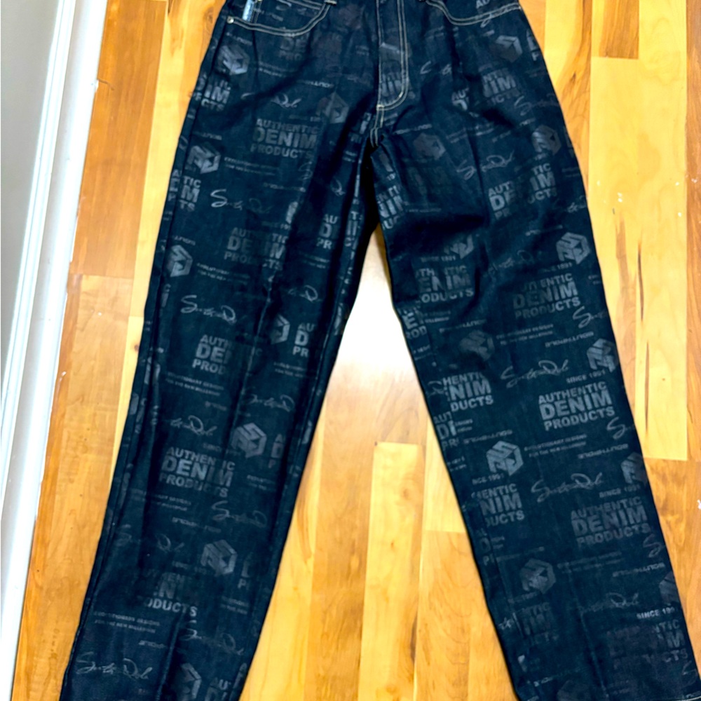 Vintage South Pole Dark Denim Rare Logo Print Jeans, 29” W x 32”L